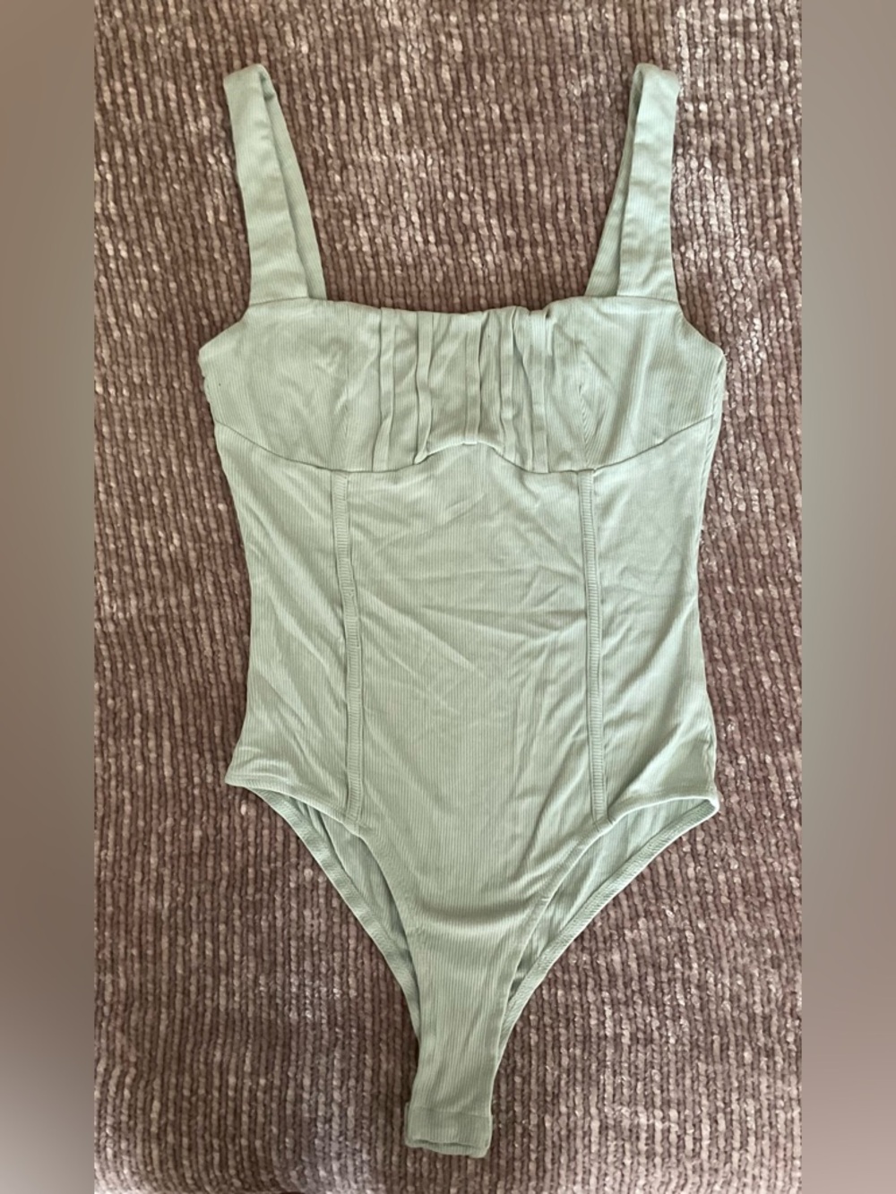 Sage Green Ribbed One-Piece Bodysuit